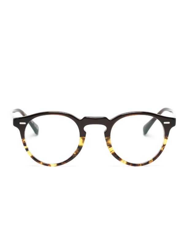 Oliver Peoples Gregory Peck ラウンド眼鏡フレーム | ブラウン | FARFETCH JP