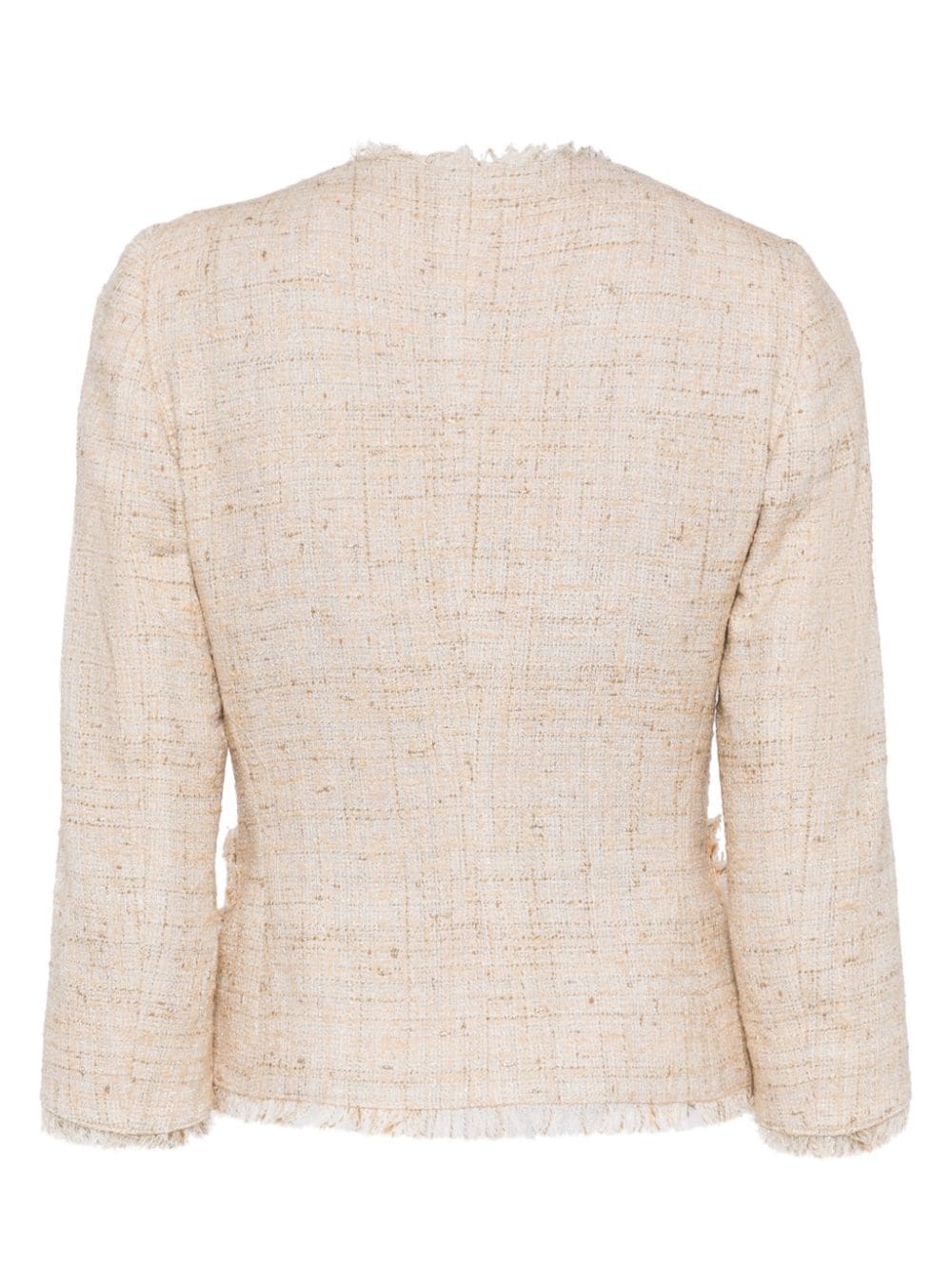Shop Tagliatore Frayed-detail Tweed Jacket In Neutrals