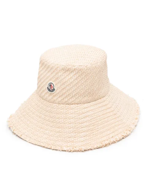 Moncler logo-patch raffia hat
