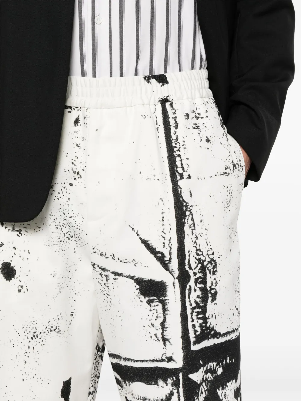 Shop Alexander Mcqueen Abstract-print Twill Shorts In White