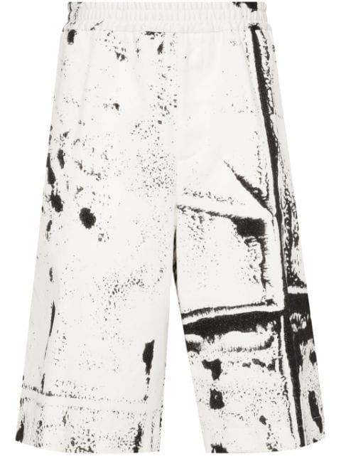 Alexander McQueen abstract-print twill shorts