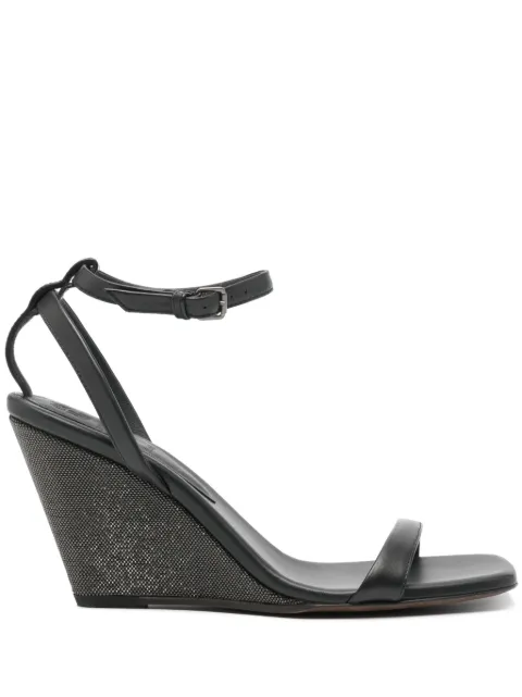 Brunello Cucinelli 90mm leather wedge sandals