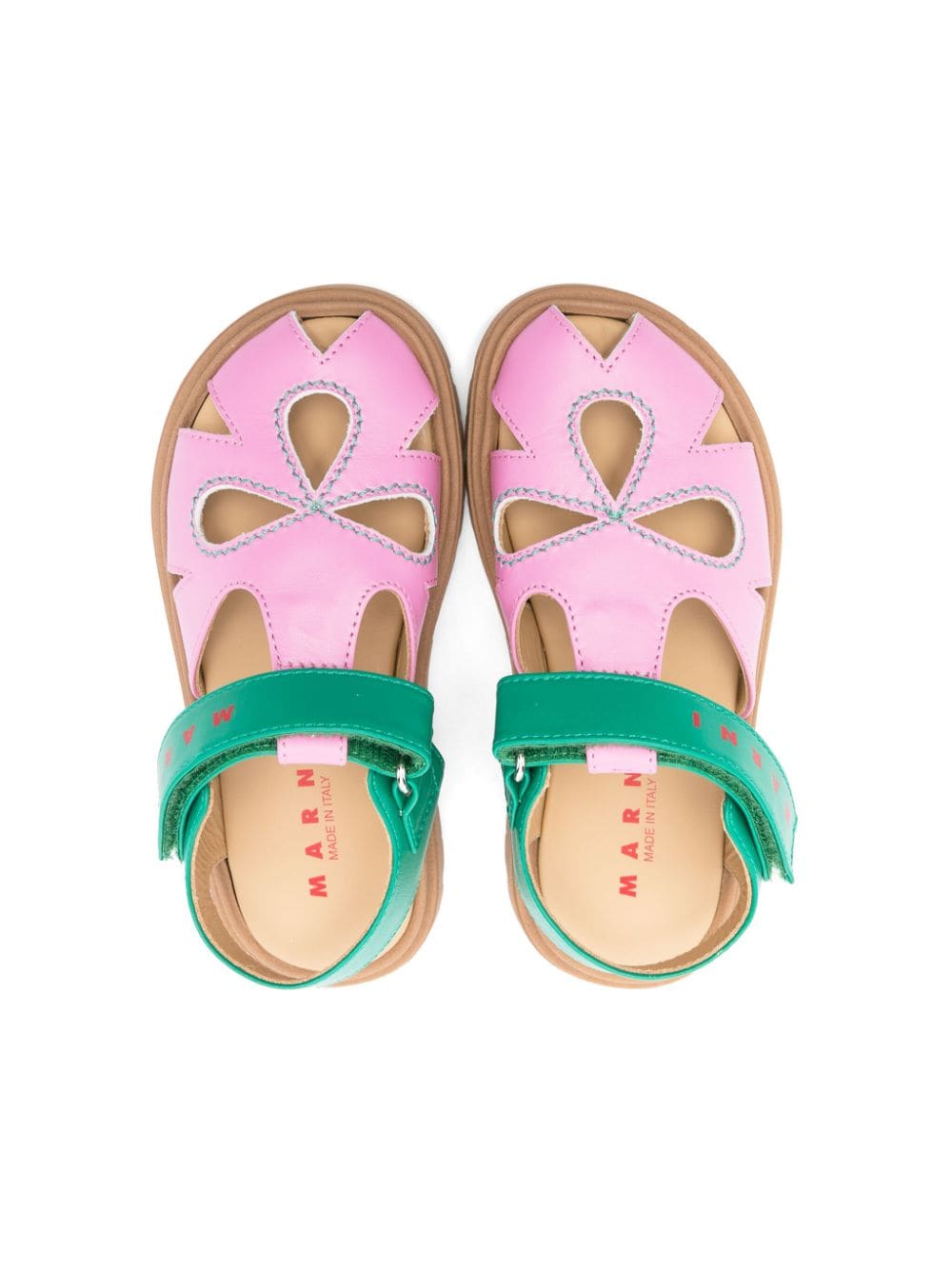 Shop Marni Floral Cut-out Sandals In Pink
