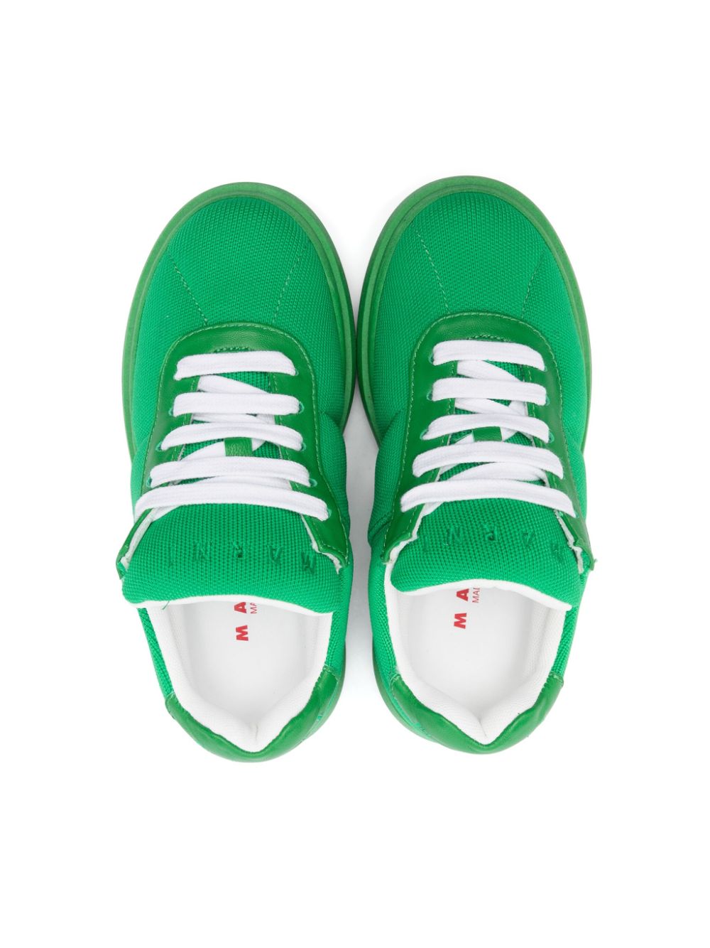 Shop Marni Embroidered-logo Knitted Sneakers In Green