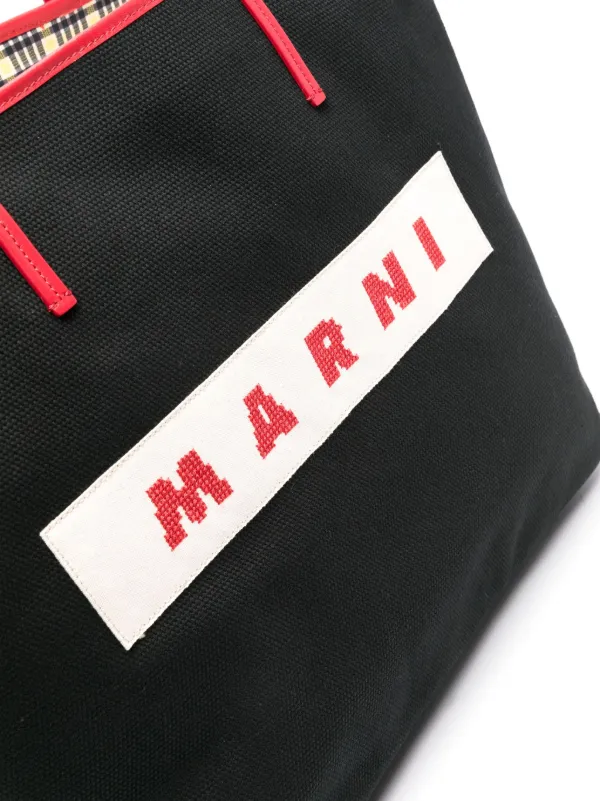 【MARNI】Logo Patch Canvas Tote Bag Marni logo-patch Canvas Tote Bag | Black | FARFETCH