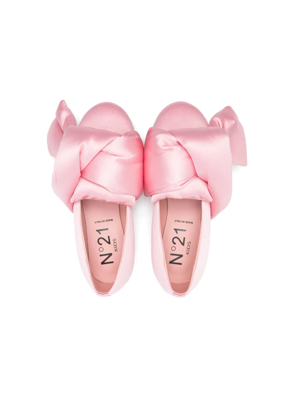 Shop N°21 Knot-detail Satin Ballerina Shoes In Pink