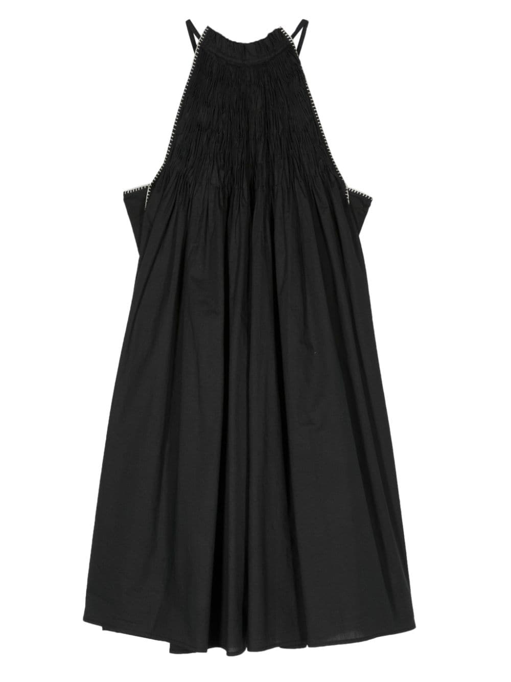 Shop Alysi Halterneck Pleat-detailed Minidress In Black