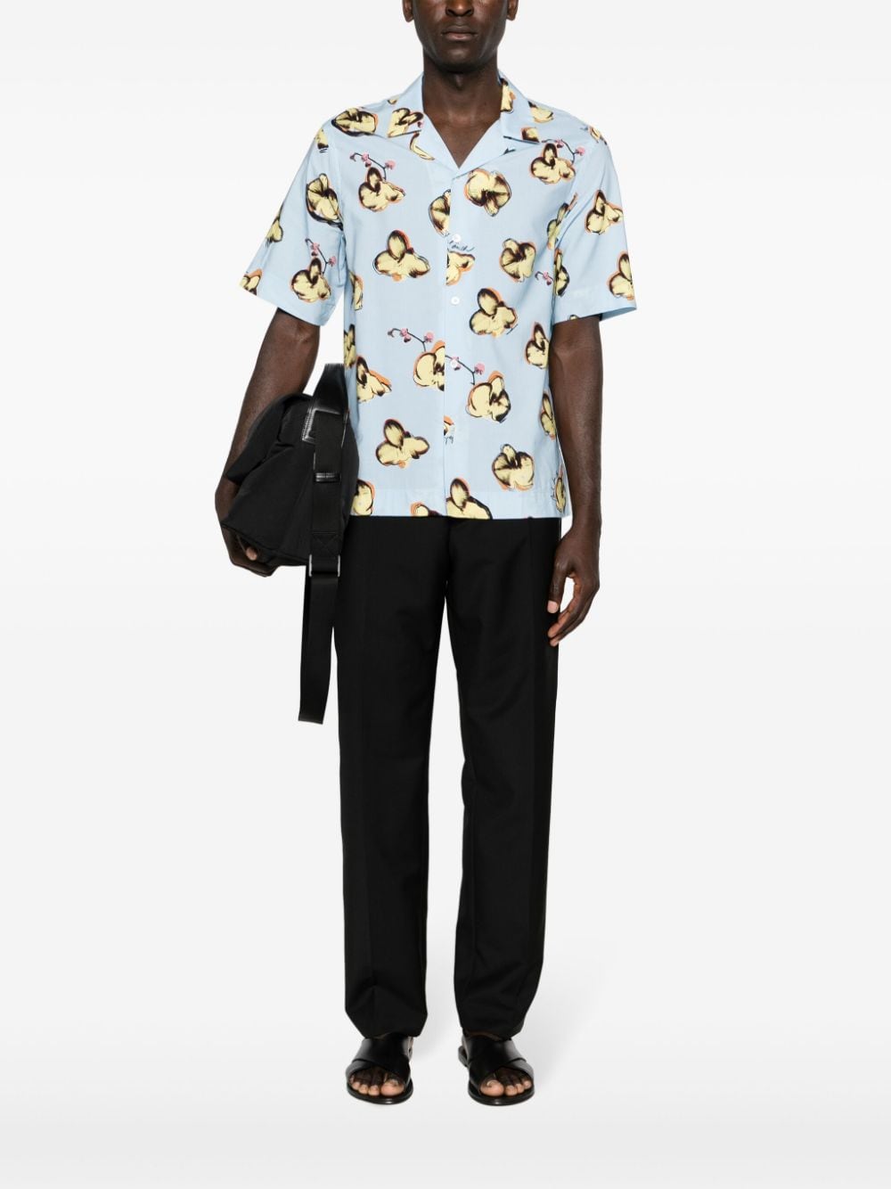 Shop Paul Smith Orchid-print Short-sleeve Shirt In Blue