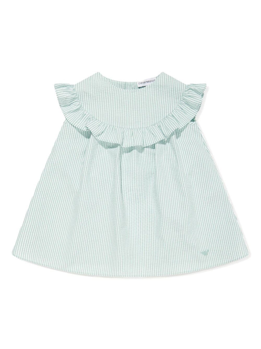 Emporio Armani Babies' Striped Cotton Dress In Green