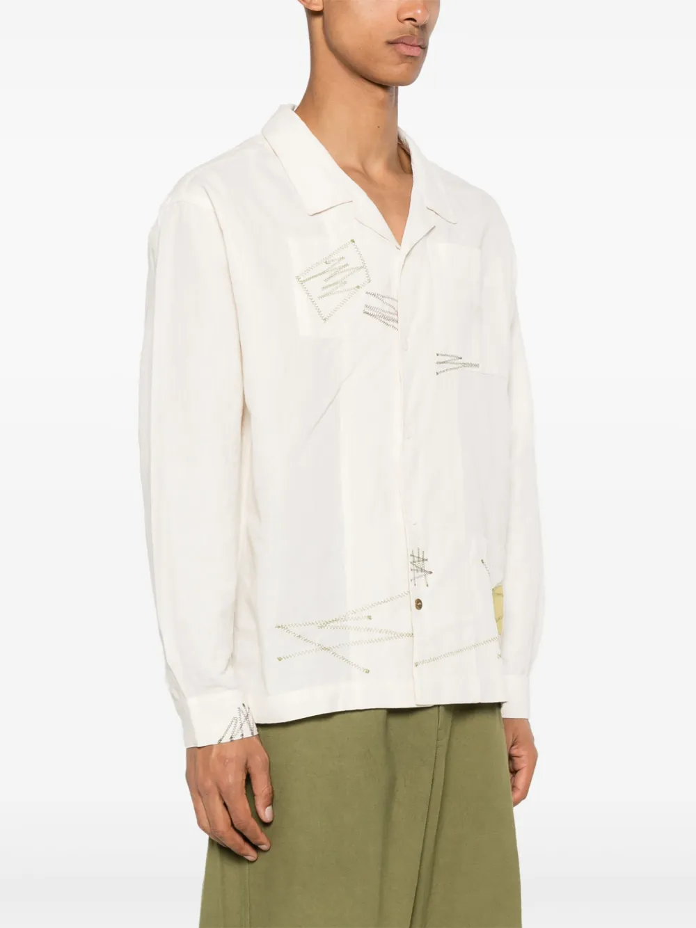 Shop Story Mfg. Greetings Embroidered Shirts In Neutrals