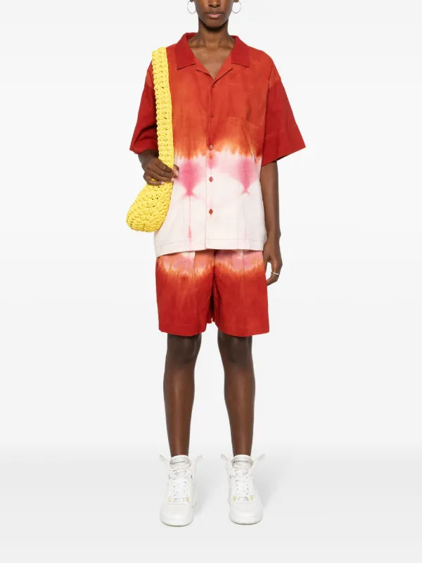 story mfg. ショートパンツ STORY mfg. Bridge Grapefruit Clamp-dye ショートパンツ | レッド