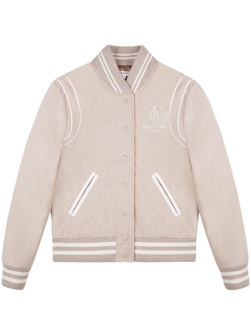 Sporty & Rich logo-embroidered wool bomber jacket - Neutrals