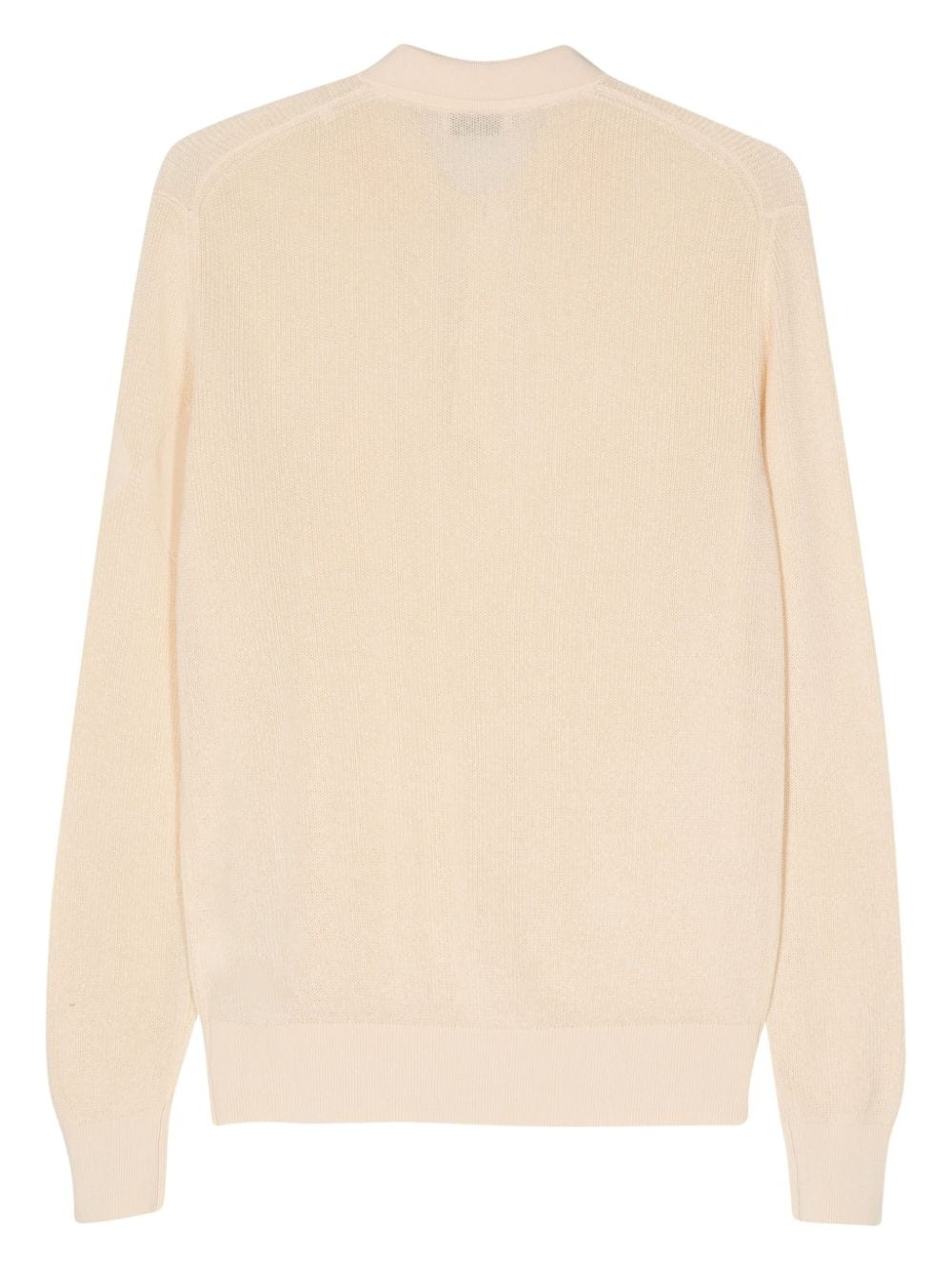 Shop Ballantyne Cotton Long-sleeved Polo Shirt In Neutrals