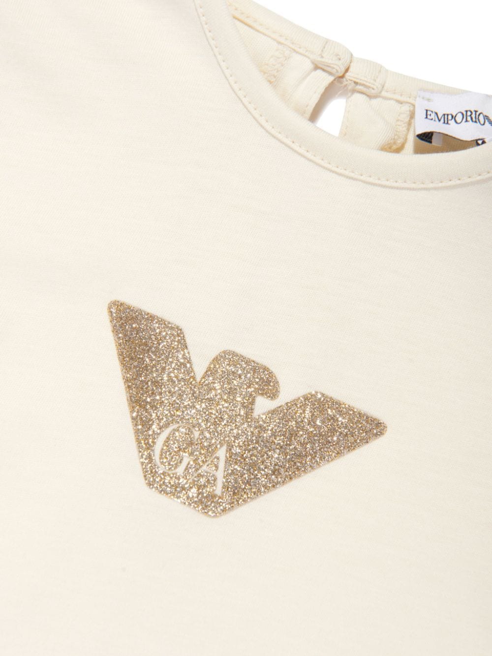 Shop Emporio Armani Logo-appliquéd Cotton Top In Neutrals