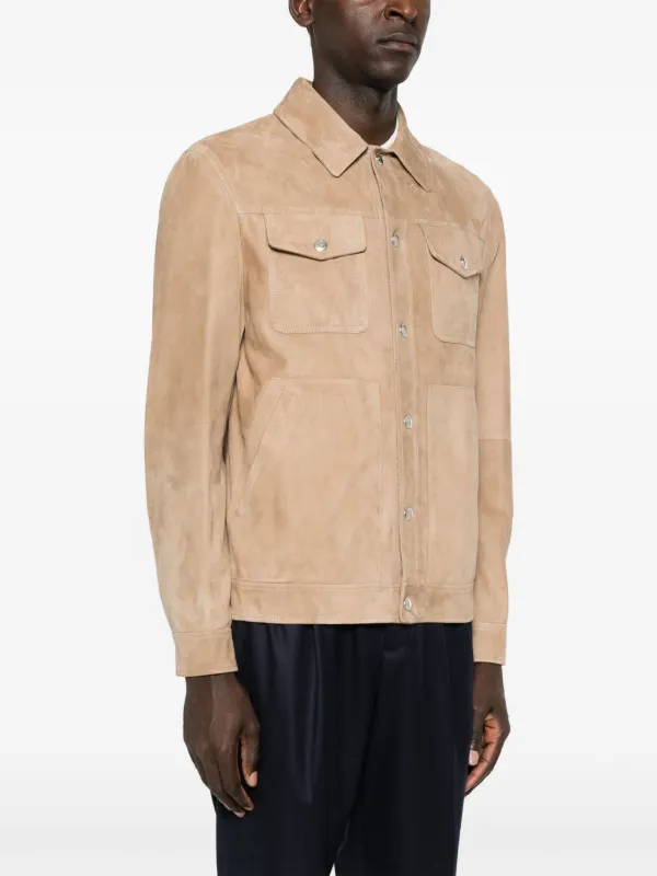 Brunello Cucinelli press-stud Leather Shirt Jacket