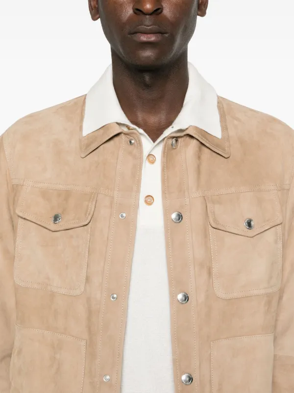 Brunello Cucinelli press-stud Leather Shirt Jacket