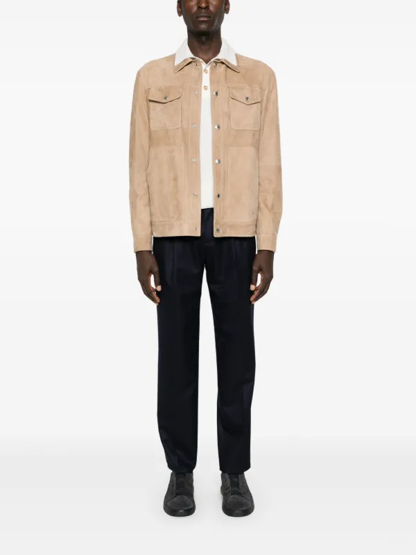 Brunello Cucinelli press-stud Leather Shirt Jacket