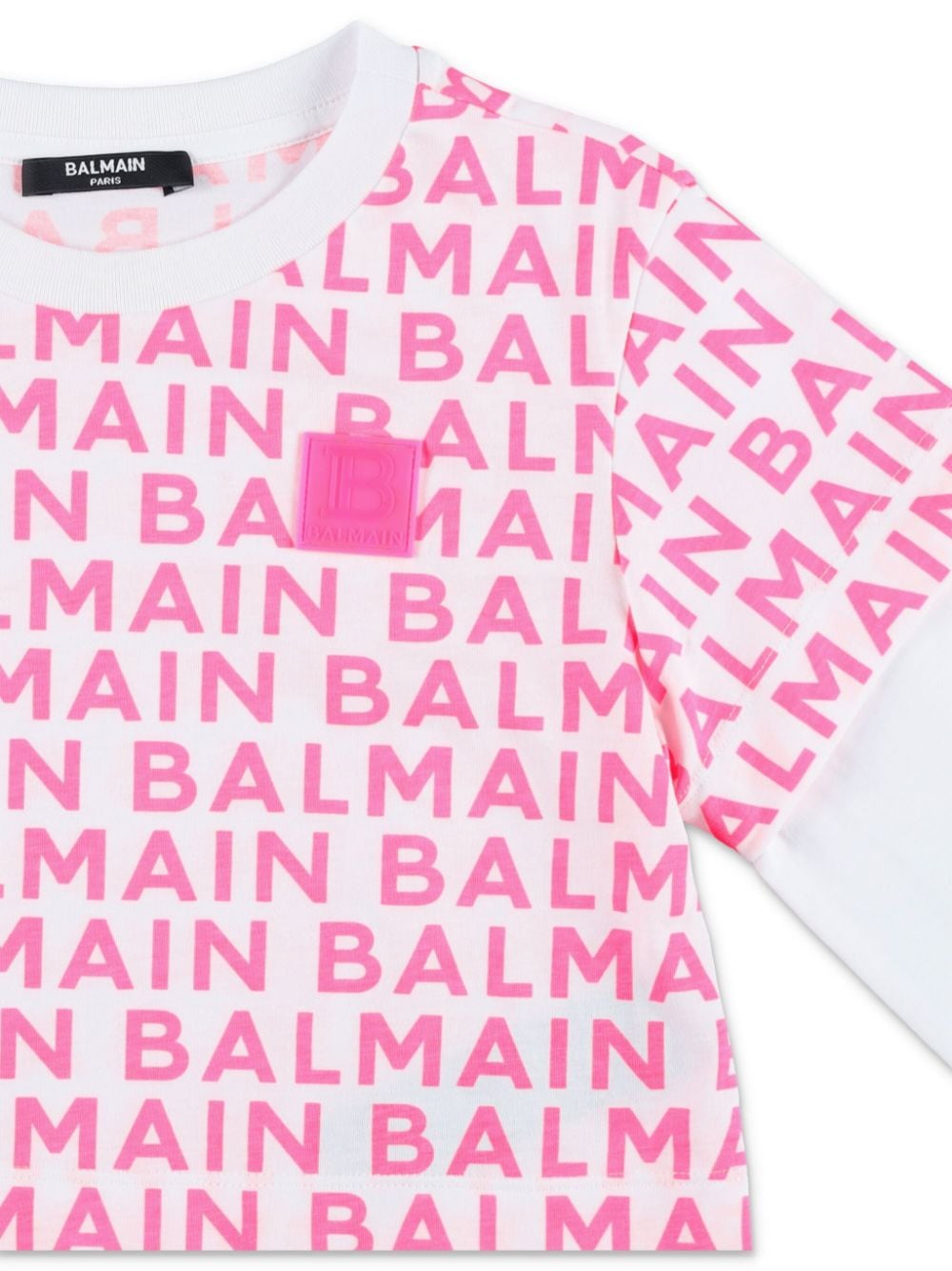 Shop Balmain Logo-print Layered T-shirt In White