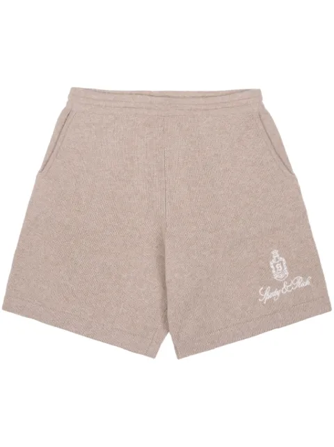 Sporty & Rich Vendome logo-embroidered cashmere shorts