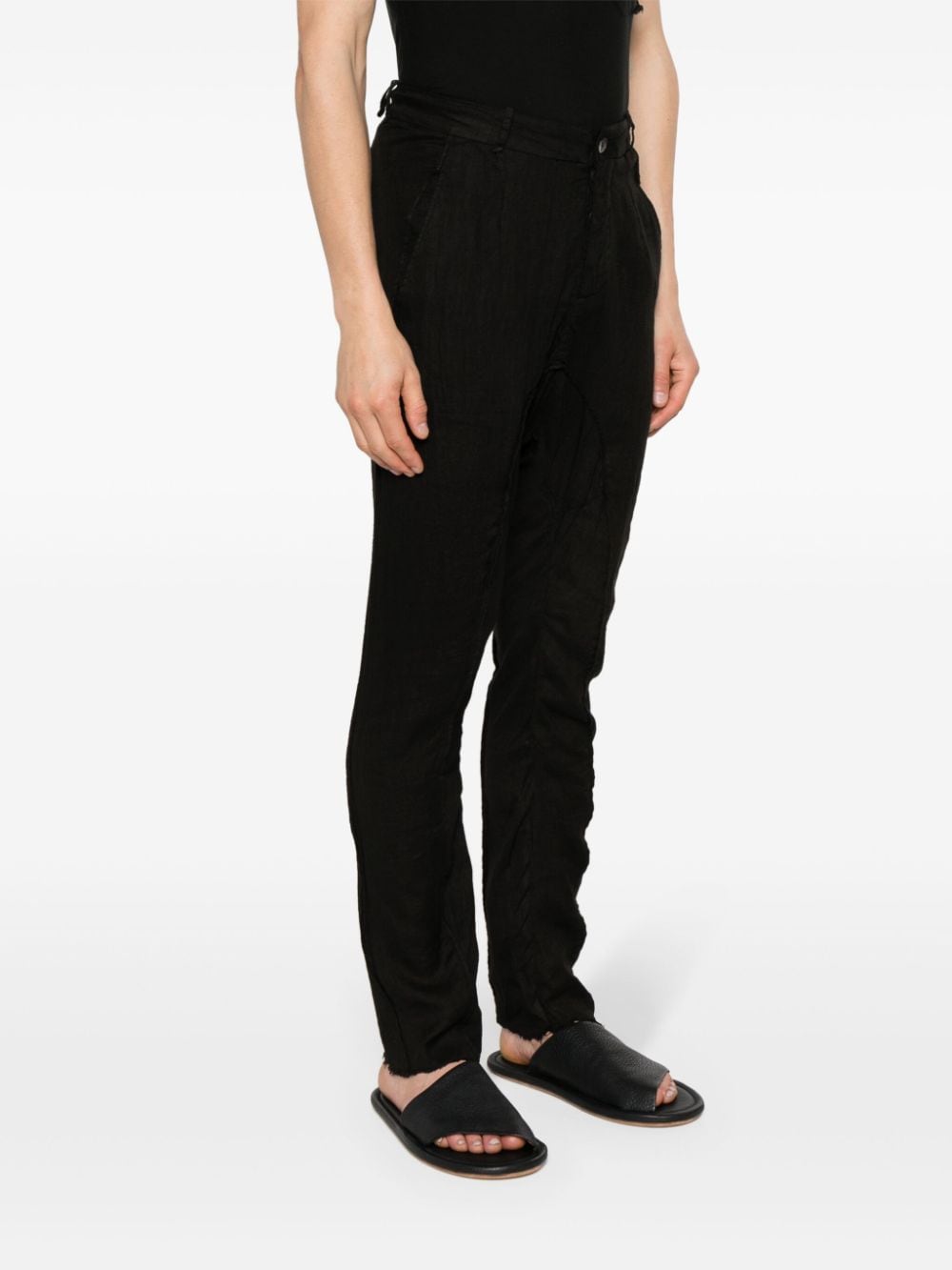 Shop Masnada Drop-crotch Linen Trousers In Black