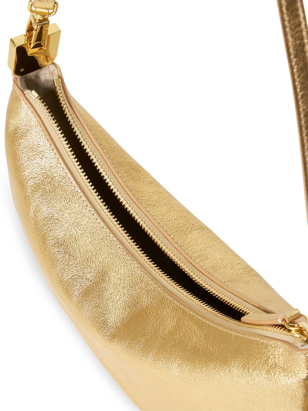 Shop Staud Walker Metallic-leather Crossbody Bag In Gold