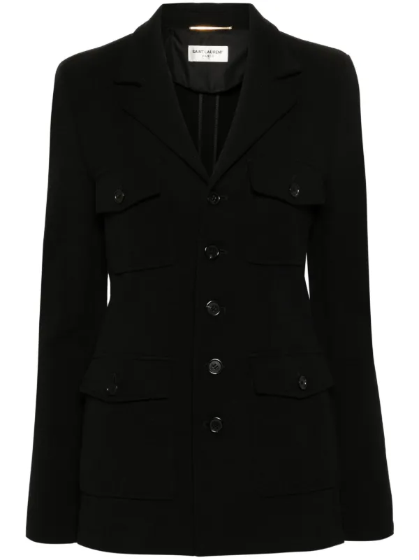 ジャケット SAINT LAURENT BLACK CREME BLAZER SAINT LAURENT⚡️Women's two button black blazer suit jacket