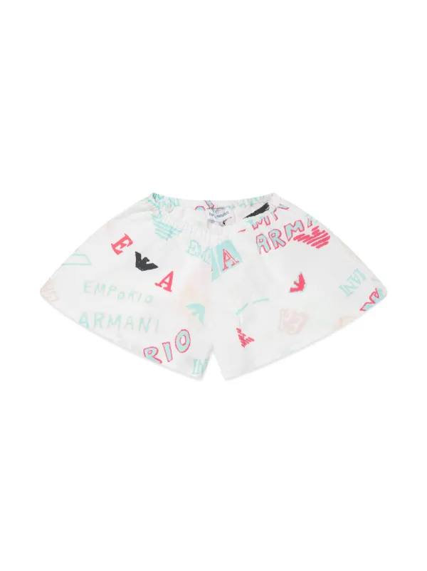 Emporio Armani Kids logo print Poplin Shorts White FARFETCH BH