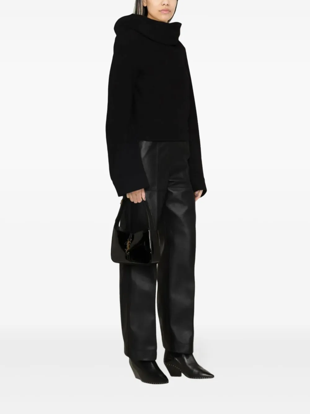 Saint Laurent Cropped hoodie Zwart