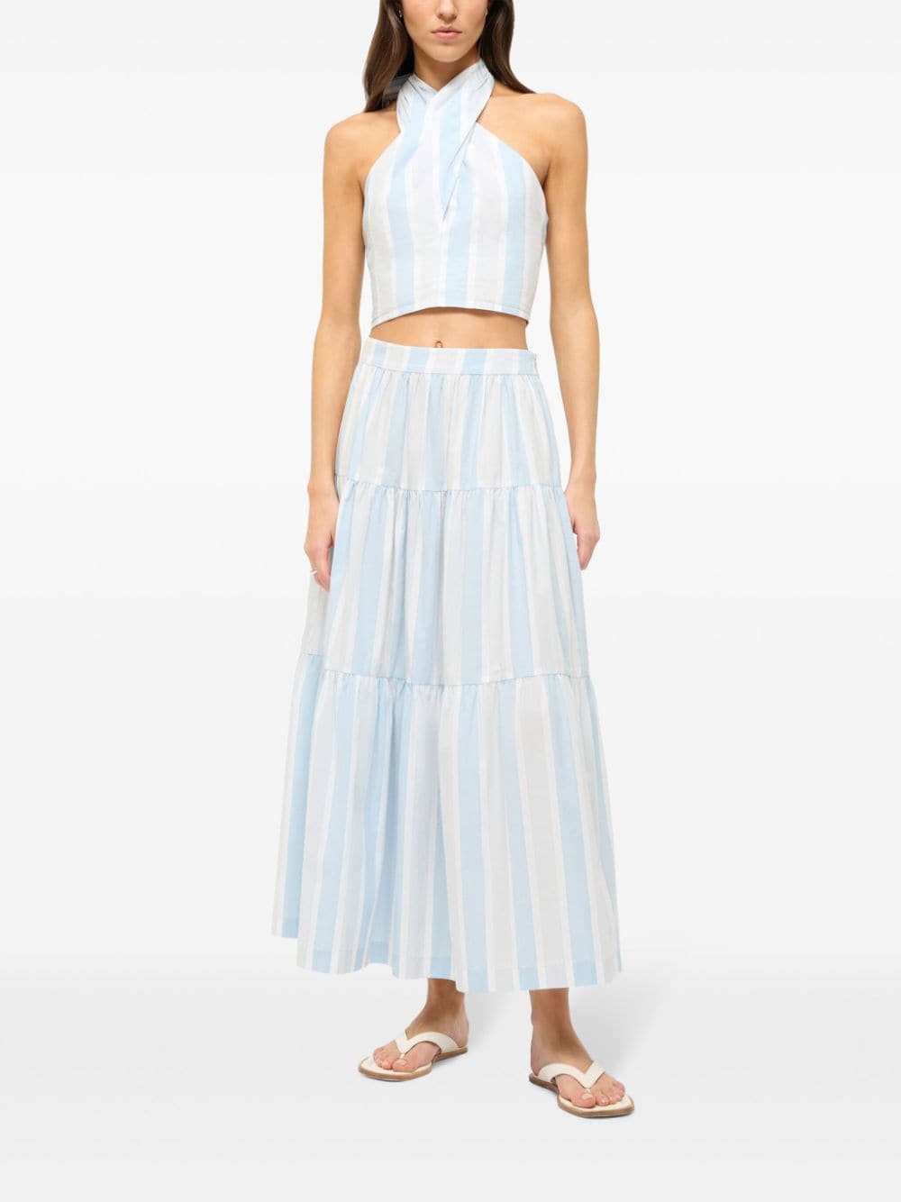 Shop Staud Kai Striped Cropped Top In Blue