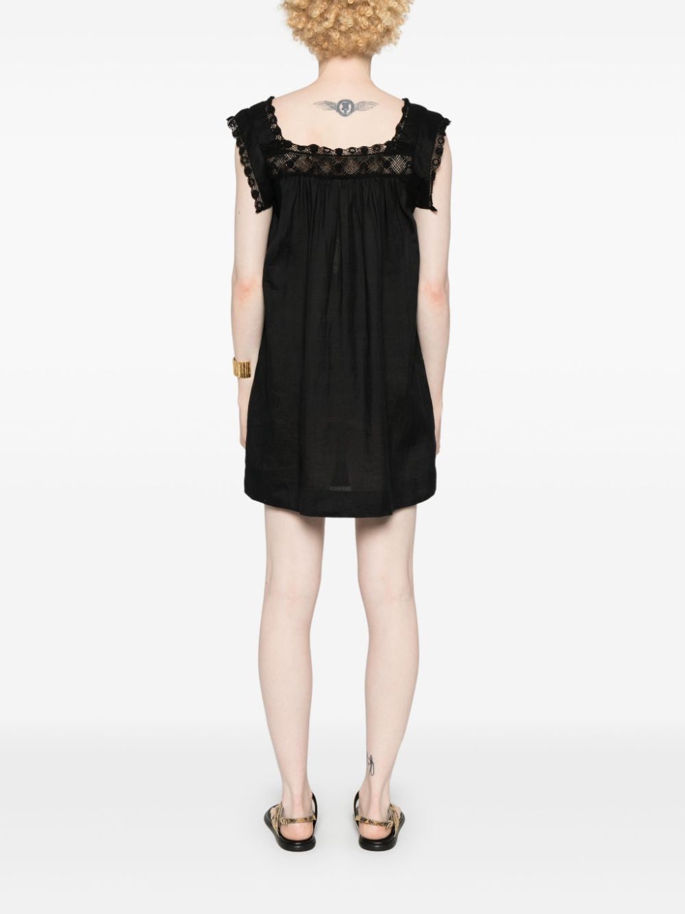 Shop Doen Almadia Lace-trim Dress In Black