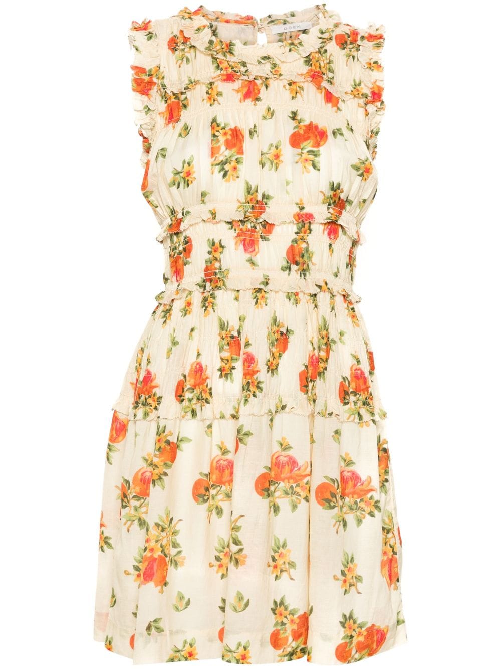 Shop Doen Martha Floral-print Mini Dress In Nude