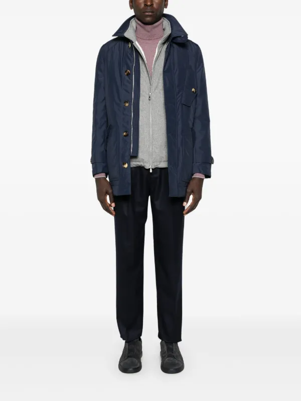 ブルゾン Brunello Cucinelli Padded Jacket Brunello Cucinelli single-breasted Padded Jacket | Blue