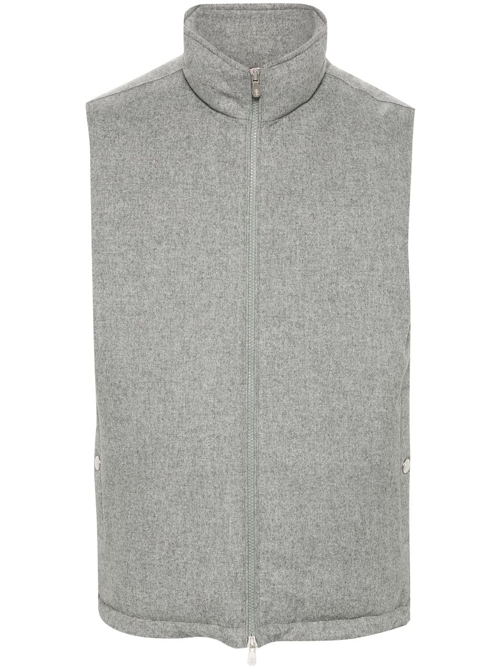 Shop Brunello Cucinelli High-neck Wool Gilet In Grey