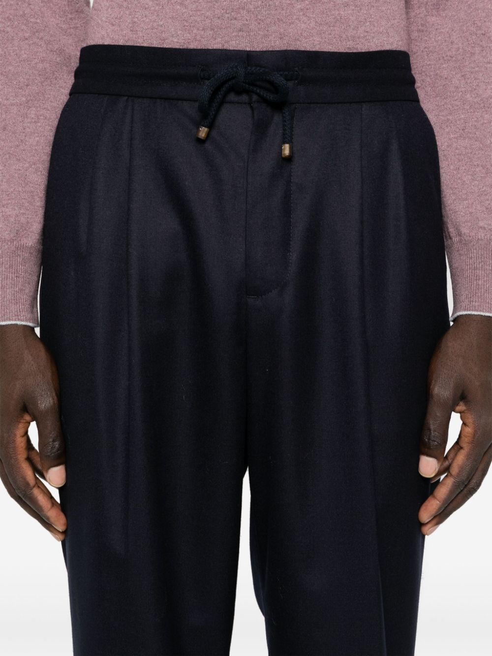 Shop Brunello Cucinelli Mid-rise Tapered Trousers In Blue