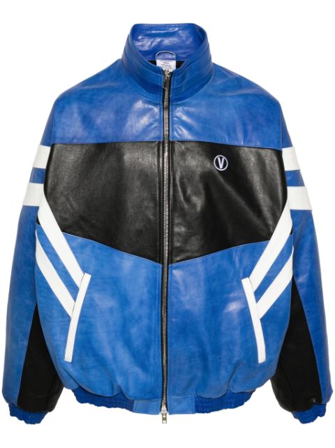 VETEMENTS veste bomber en cuir à logo brodé