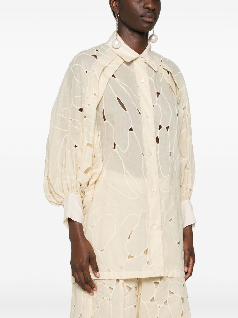 Shop Gentry Portofino Cut-out Detailed Shirt In Neutrals