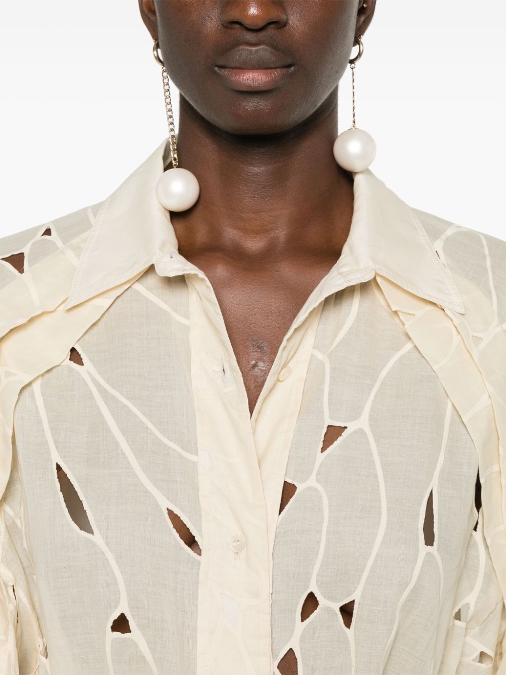 Shop Gentry Portofino Cut-out Detailed Shirt In Neutrals