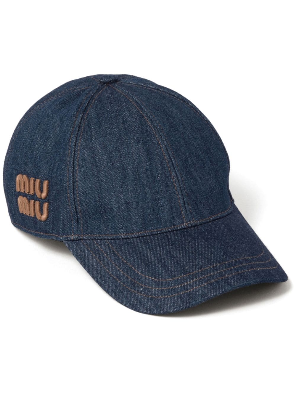 Image 1 of Miu Miu logo-embroidered denim baseball cap