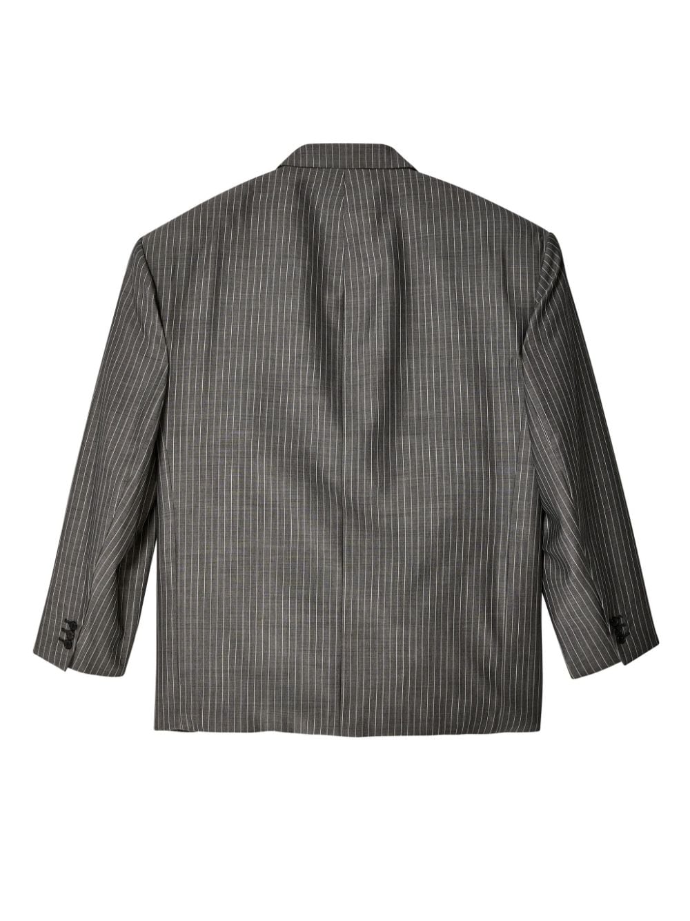 Shop Hed Mayner Pinstripe Double-breasted Blazer In Grey
