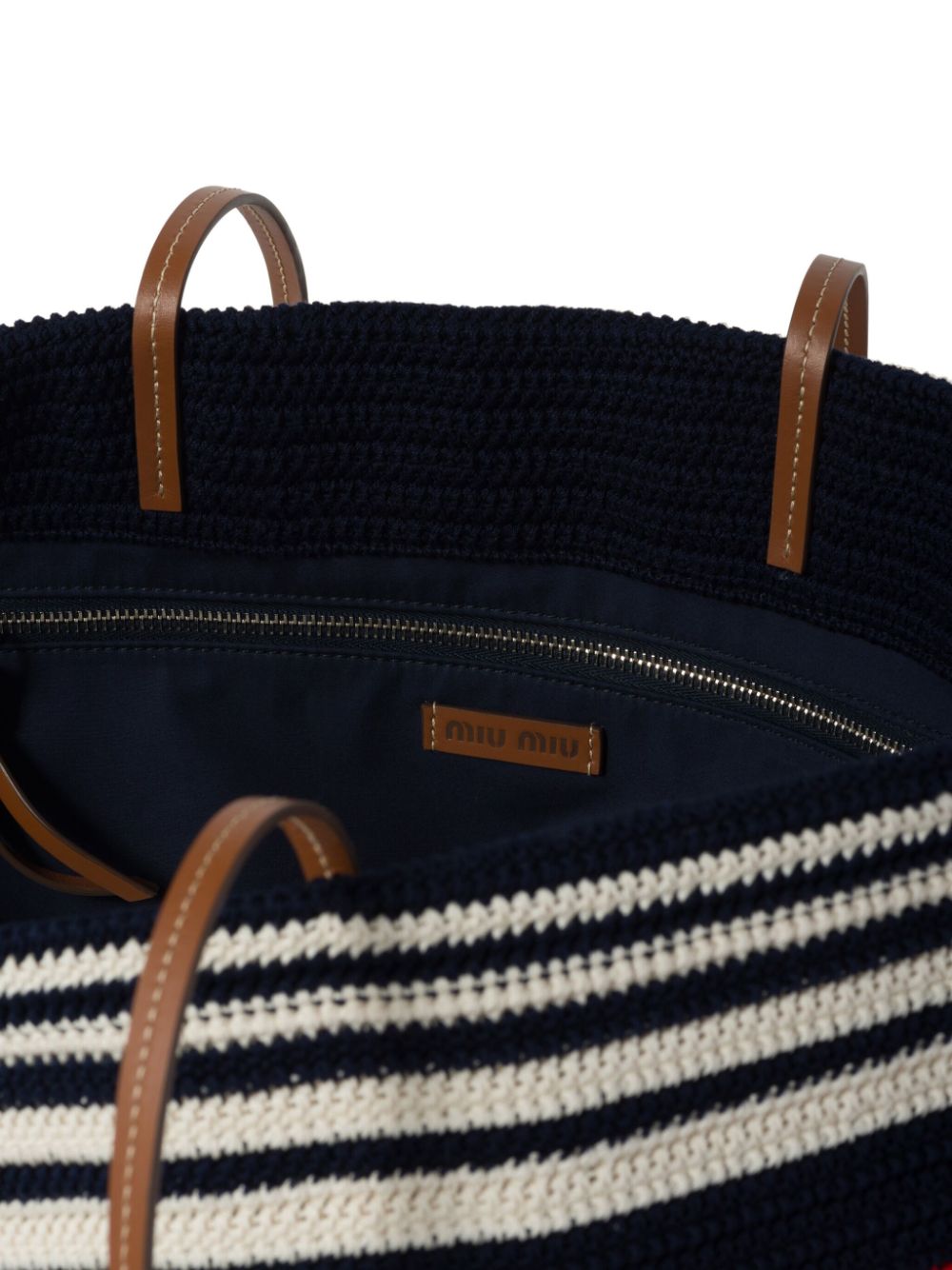 Miu Miu striped crochet-knit tote bag WOMEN