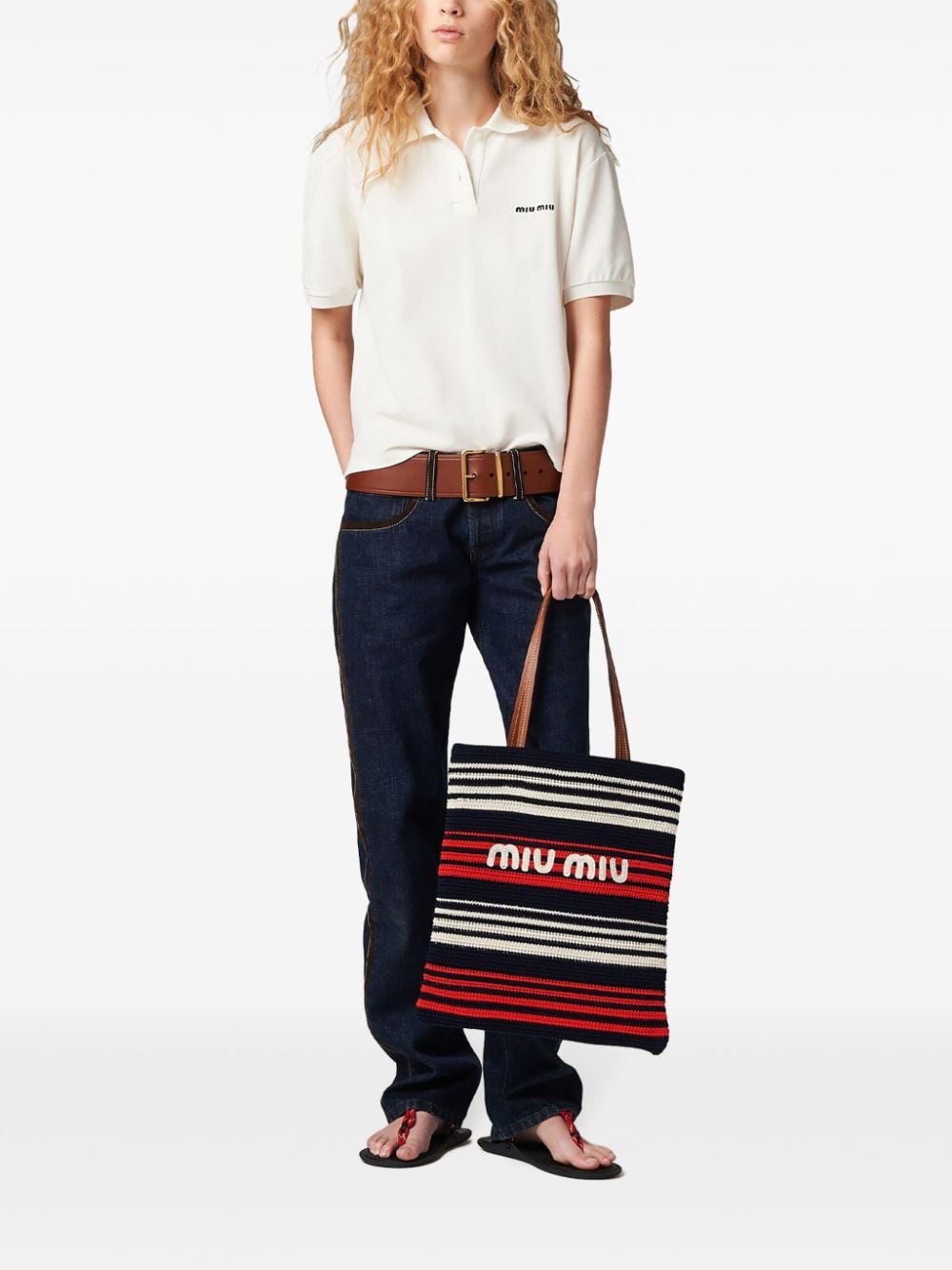 Image 2 of Miu Miu Gehäkelter Shopper mit Streifen