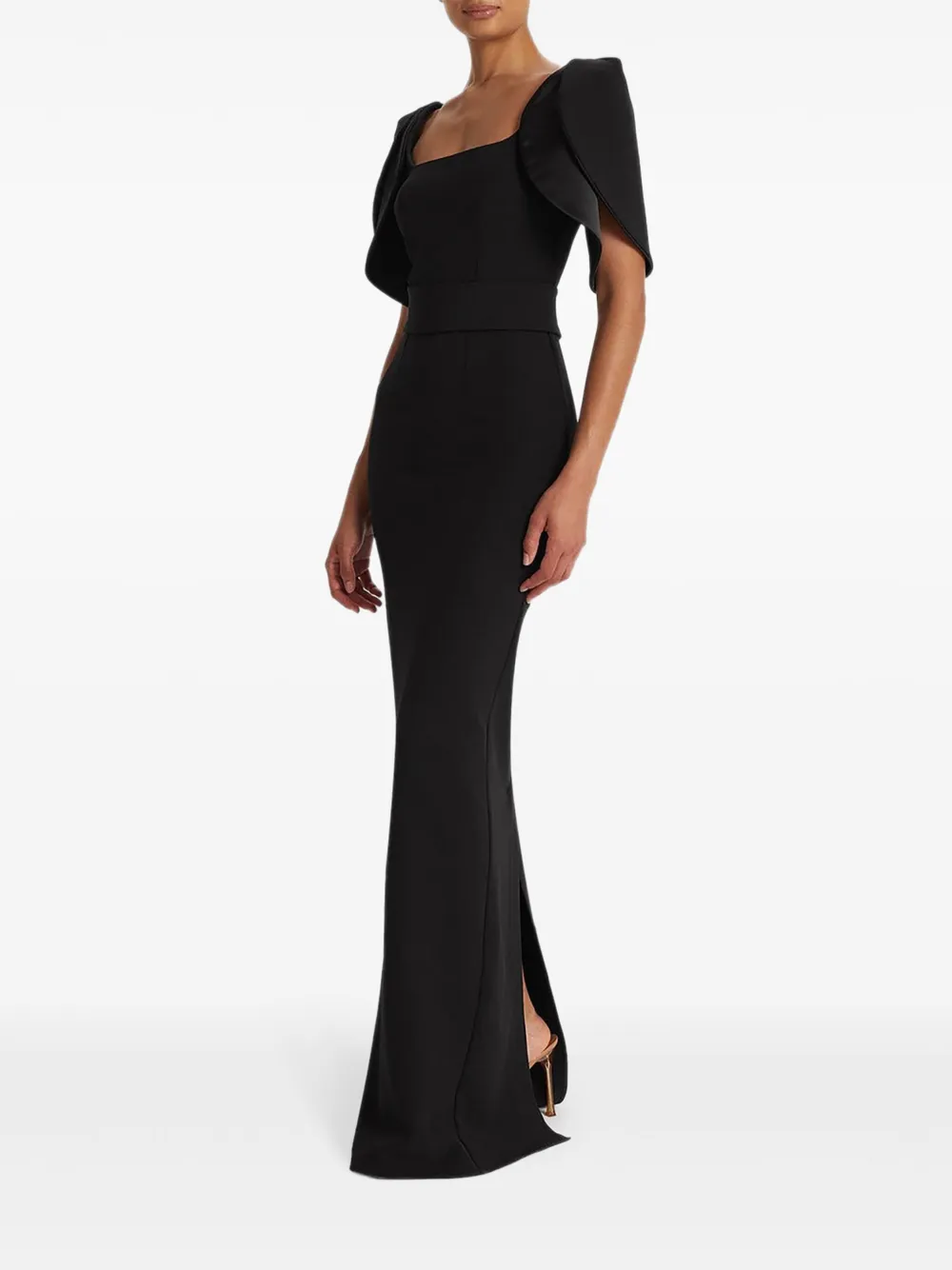 Shop Safiyaa Dara Crepe Gown In Schwarz