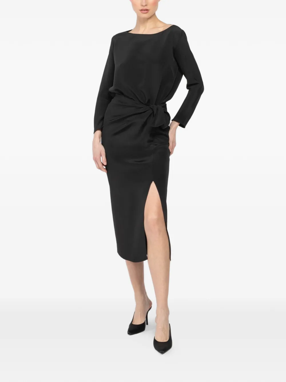 Peter Cohen knot slit midi skirt - Zwart