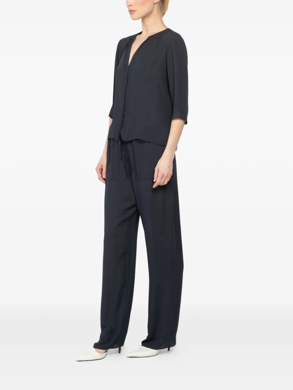  Peter Cohen V-neck Blouse - Blue 