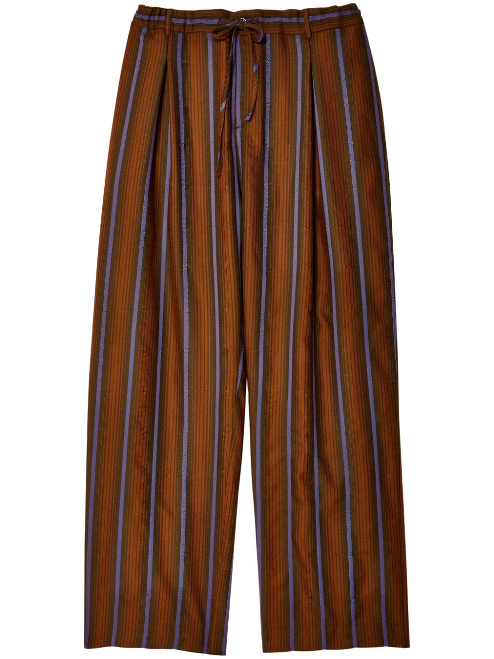 Shop Wales Bonner Chorus Striped Wool Trousers In Brown