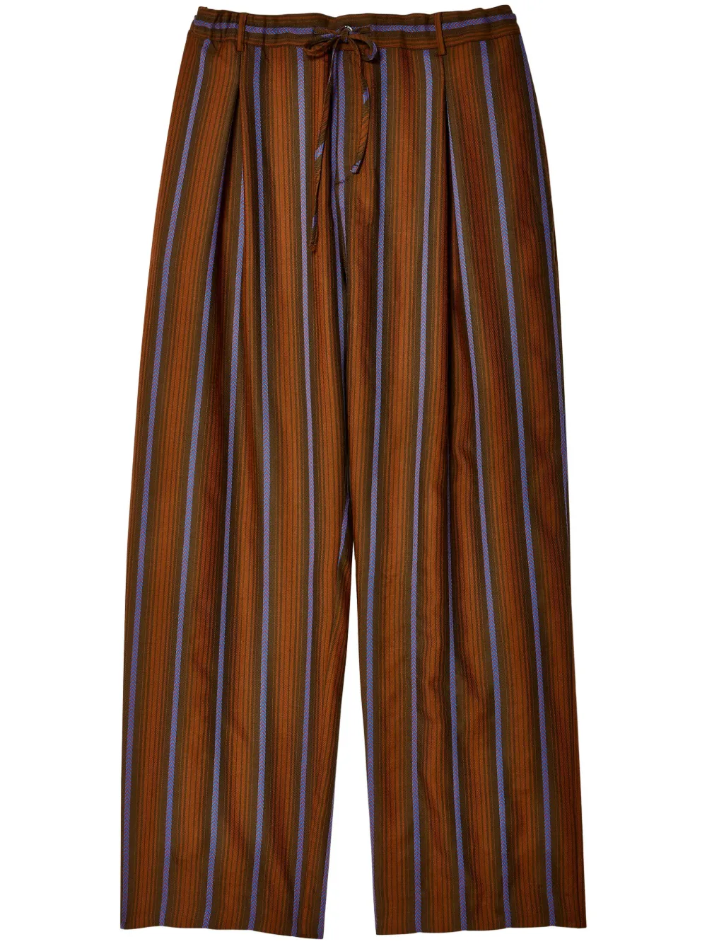 Shop Wales Bonner Chorus Striped Wool Trousers In Brown