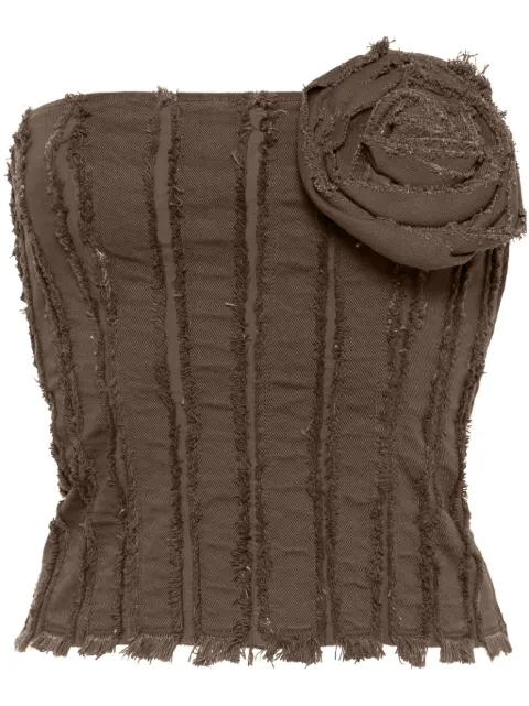Blumarine floral-appliqué strapless top