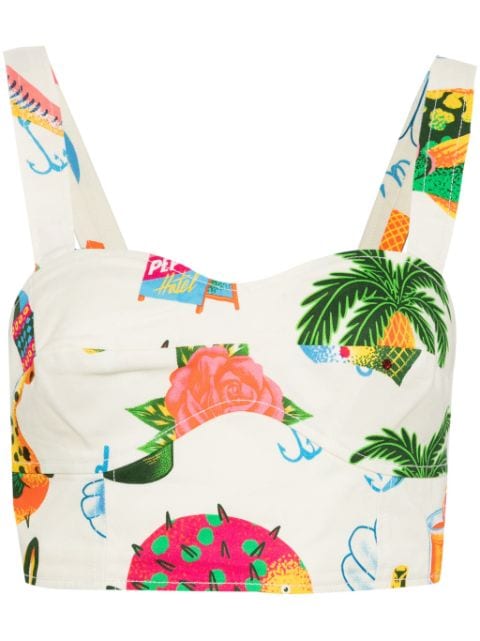 ALEMAIS tropical-print crop top  