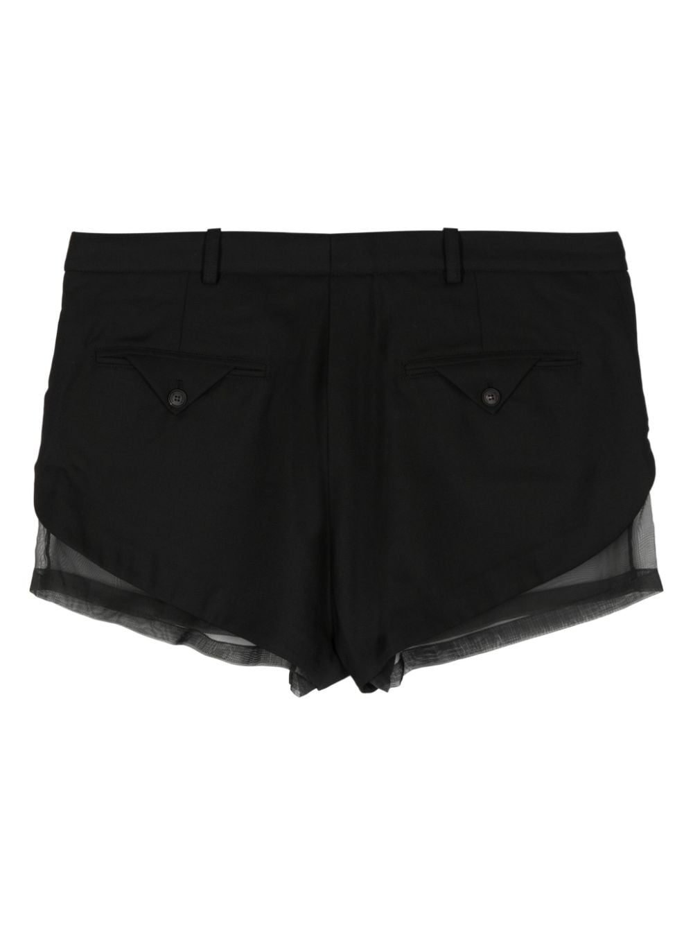 Shop Egonlab Sheer Panelling Wool Minishorts In Black