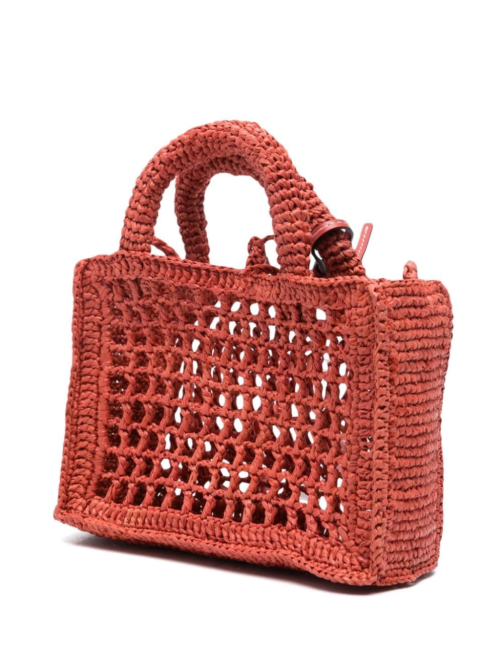 Shop Manebi Sunset Raffia Mini Bag In Red